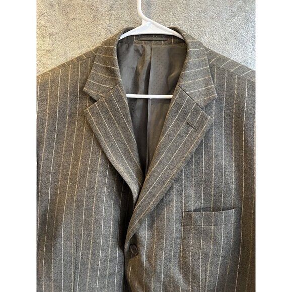 Mantoni Italy Super 140's Wool Brown Striped Dual Vent Blazer Sport Jacket 50L - Picture 2 of 11